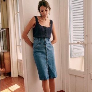 Sezane denim pencil skirt
